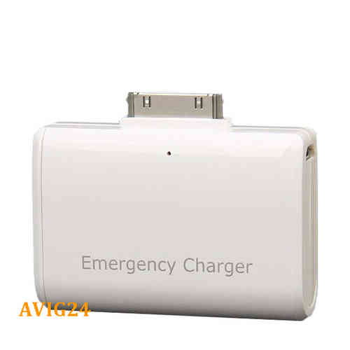 Notfall Ladegerät 30 polig iPhone iPad iPod für 2 x AA Batterien weiß Power Bank
