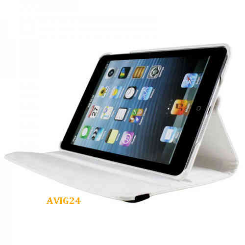 360° Weiß Leder Tasche Schutzhülle Cover Ständer Case Etui Für iPad Mini Neu