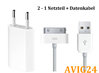 2 in 1 Apple 4 iPhone iPod Netzteil Ladegerät Adapter USB Ladekabel Datenkabel