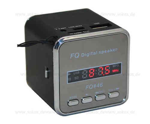 Mini Tragbarer MP3 Player Lautsprecher FQ 46 (Schwarz) RADIO